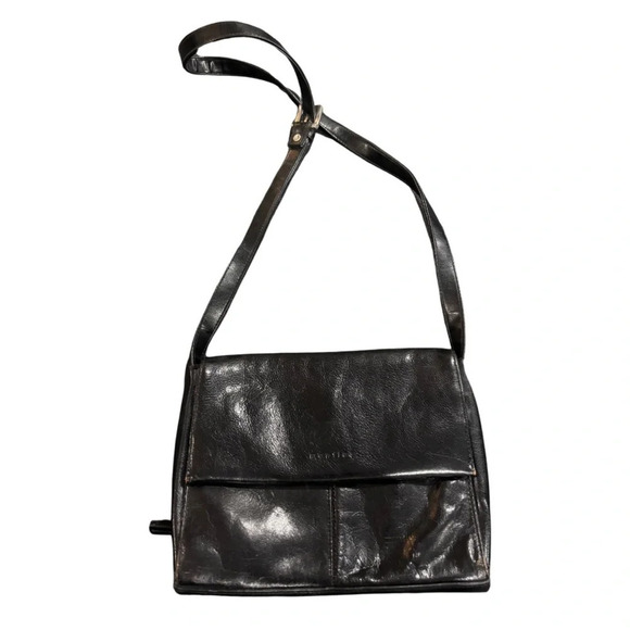 Vintage | Mantles  | Black Shoulder Bag With Organizer Front Pocket -B - Picture 1 of 10